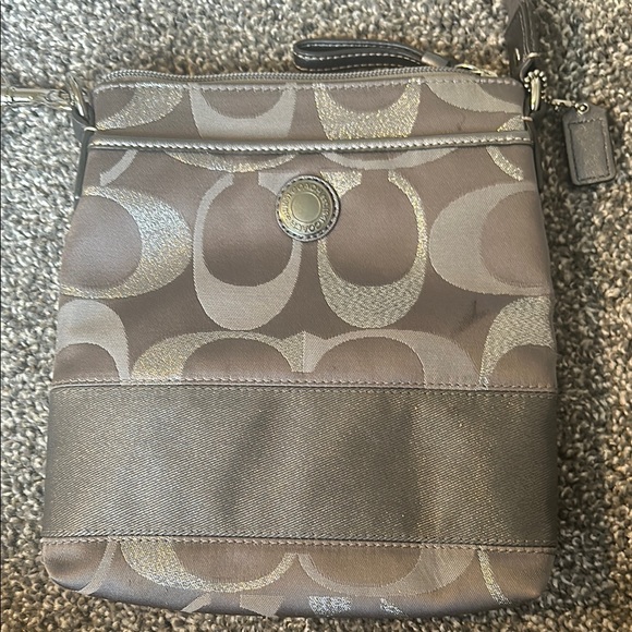 Coach Gray and Silver Crossbody Bag with Iconic Signature Pattern - Picture 2 of 6